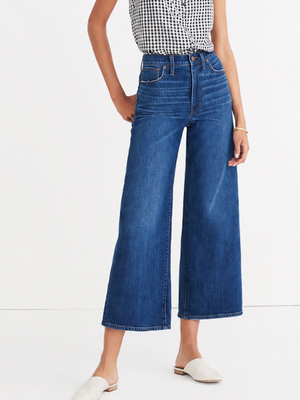 Madewell‎ wide leg cropped jeans dark wash denim casual trendy relaxed fit 26